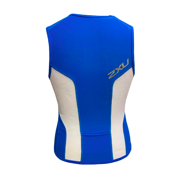 2XU - Men's tri singlet + pocket MT1196 Blue/white