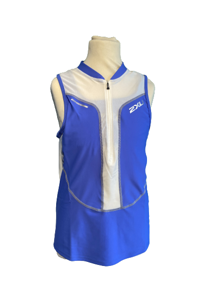 2XU - Women's endurance singlet WT1114 Royal Blue/ White