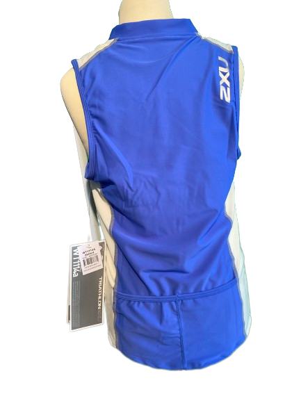 2XU - Women's endurance singlet WT1114 Royal Blue/ White