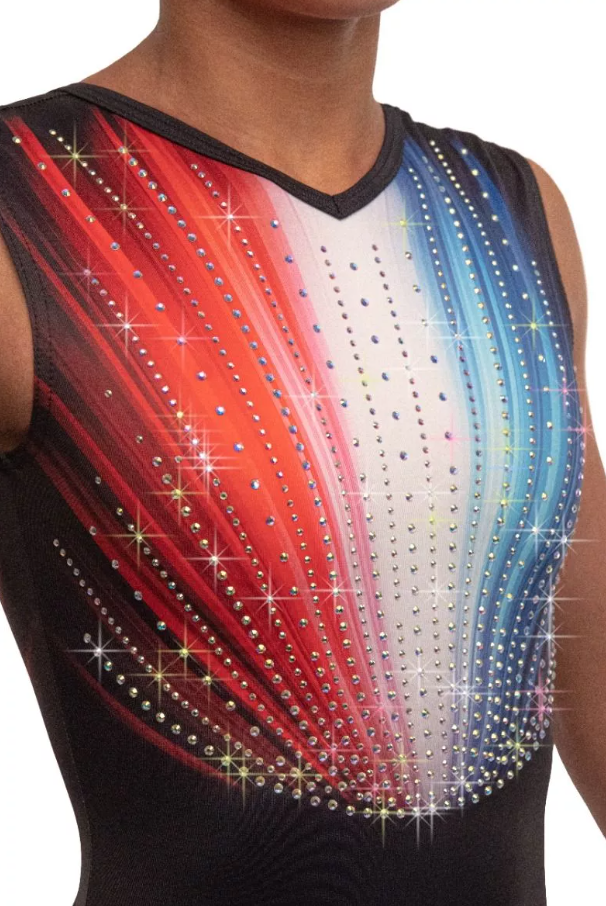 Milano - Sleeveless leotard - Strobe Red White Blue