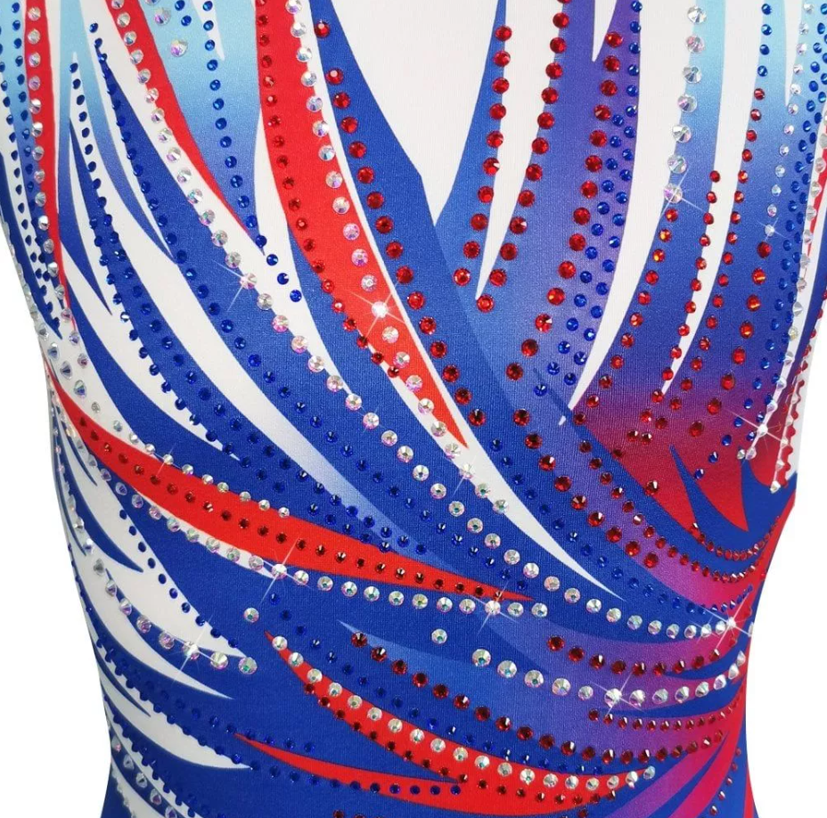 Milano - Sleeveless leotard Salute racer back Blue red