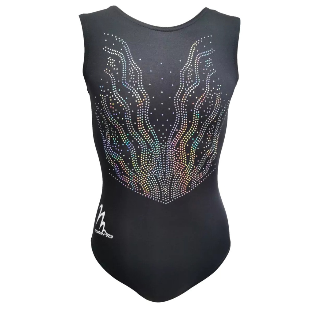Milano - ANGELIC  sleeveless  leotard-   black  lycra