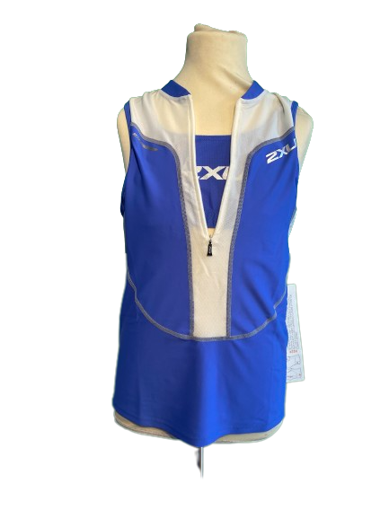 2XU - Women's endurance singlet WT1114Royal Blue/ White