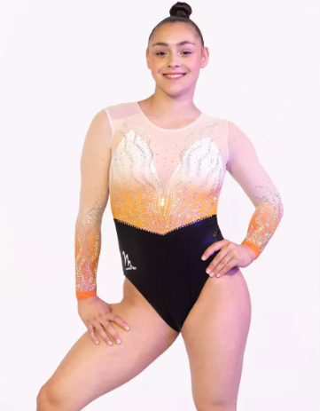 Milano - long sleeve leotard Cerulean -Orange Orange