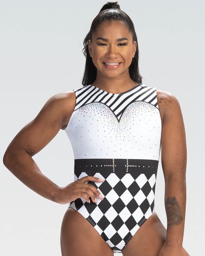 GK Leotard sleevelessJ CHILES  E4517 White/black